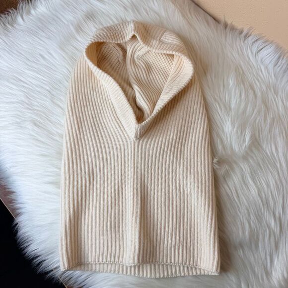 Echo Accessories - Echo Wool Blend Knit Balaclava Cream Hood